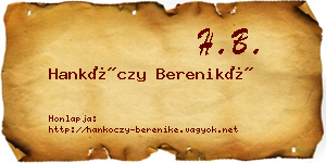 Hankóczy Bereniké névjegykártya